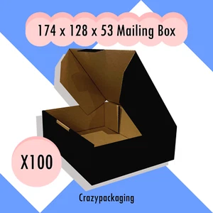 174x128x53mm Corrugated Cardboard Packaging Mailing Boxes, 100/Pack (Black) - Picture 1 of 9