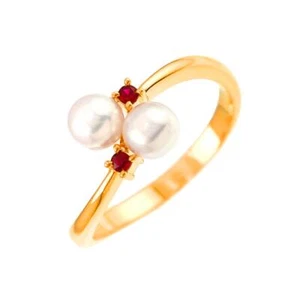 Tasaki Akoya Perle 4,4 mm Granat Ring 18K YG 750 5,25 (US) 90277735 - Bild 1 von 7