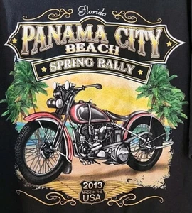 Biker Motorcycle Mens 2XL Black Rally Bike Week 2013 Panama City Beach - Picture 1 of 7