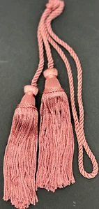 ANTIGUA CORBATA SILLA ROSA 4" BORLAS 22" CORDÓN LOTE DE 2 - Imagen 1 de 1