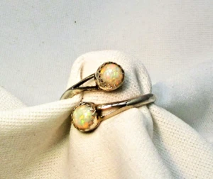 Adjustable Ring Size 7 Lab Opal Wrap Around Ring Sterling Silver Navajo #698 - Picture 1 of 7