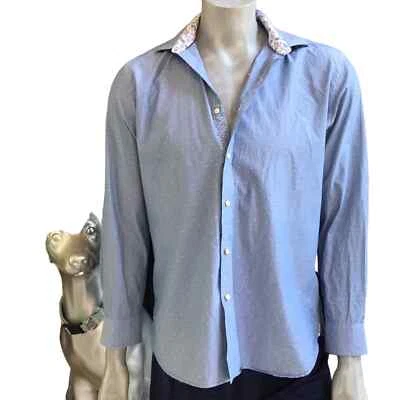 Camisa Ted Baker Endurance Azul Abotonada Cuello Floral Para Hombre Talla 16.5, 34/35 Foto 1 de 4