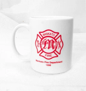 1998 Mankato MN Feuerwehr Becher Tasse weiß rot - Bild 1 von 2