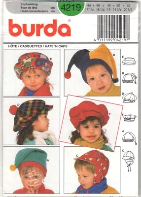 Toddler Child's Winter HATS 6 Styles Burda 4219 Sewing Pattern Cut COMPLETE - Image 1 of 2