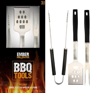 3Pcs BBQ Stainless Steel Grill Tool Outdoor Camping Family Picnics Garden Partys - Picture 1 of 6
