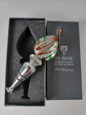 Tapón de botella de vidrio de Murano VA Bene Two’s Company verde rojo NUEVO Foto 1 de 4