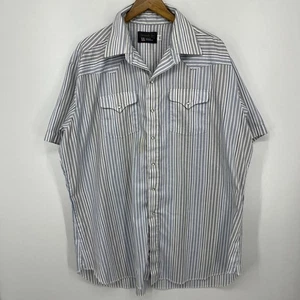 Panhandle Slim Western Shirt Men's 18.5 White Blue Striped Pearl Snap Cowboy - Picture 1 of 10