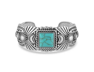 Montana Silversmiths Women's Flourished Turquoise Cuff Bracelet Silver One Size - Picture 1 of 1