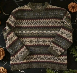 Suéter Pullover De Colección Años 90 American Eagle Lana Seda Tejido Isla Justa Multicolor M - Imagen 1 de 6