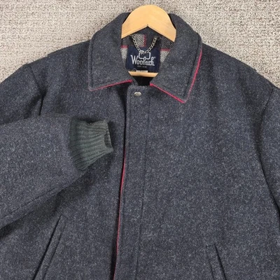 Vintage Woolrich Men's Black Wool Bomber Jacket Flanndl Lined Size L - Image 1 of 4