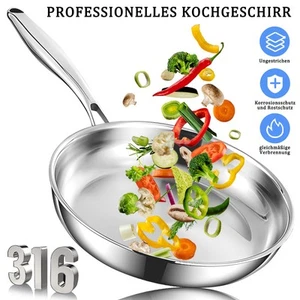 Edelstahl Bratpfanne Antihaftbeschichtung Kratzfest 316L rostfreier Stahl Ø24cm - Bild 1 von 17