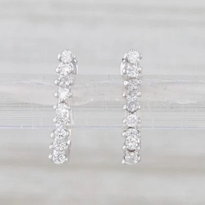 0.18ctw Diamond Hoop Earrings 14k White Gold Hinged Snap Top Posts - Image 1 of 4