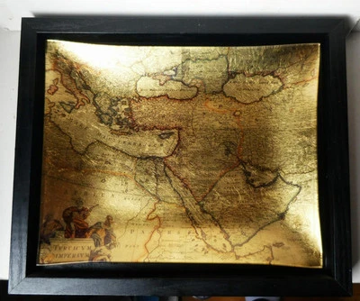 Old World Antique Map Reverse Glass Wooden Frame Art Wall Hangings - Image 1 of 4
