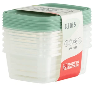 Contenedor de lonchera de cocina de plástico para almacenamiento de alimentos Wham con tapa 500 ml - Juego de 5 - Imagen 1 de 7