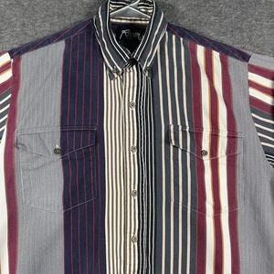 VTG Roper Shirt Mens Extra Large Brushpopper Striped Western Button Down Rodeo - Picture 1 of 7