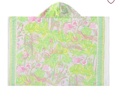 Lilly Pulitzer x Pottery Barn Kids Baby Hooded Beach Towel On Parade Green Pink - Image 1 of 4