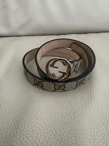 Authentic GUCCI Children’s Kids Supreme Leather Interlocking GG Belt Small- 2/4 - Picture 1 of 5