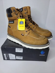 SUREWAY 6" Men's Heavy Duty Leather Soft Toe Work Boots Brown Size 14 US - Picture 1 of 10