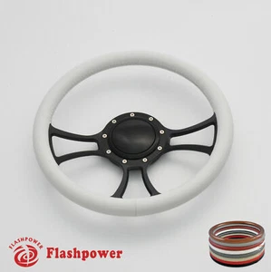 14" Billet Steering Wheels White Full Wrap Chrysler New Yorker Imperial Cordoba - Foto 1 di 8