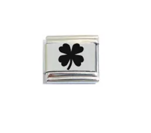 9mm Italian Charm Link L108 Lucky Four Leaf Clover Fits Classic Size - Picture 1 of 1