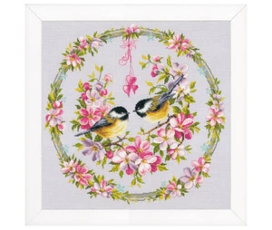 VERVACO LANARTE CROSS STITCH Counted cross stitch kit tits in flower Birds Love - Picture 1 of 1