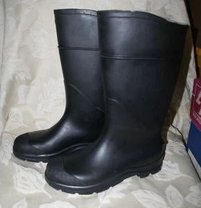 Men's Servus Black Rubber Boots 9 Waterproof Pull-on Women's 11 MINT - Picture 1 of 10