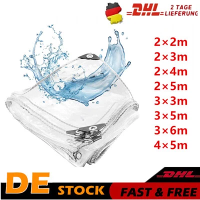 HUJABAY Wasserdicht Plane Transparent mit Ösen Abdeckplane für Pavillons, Balkon, Gärten