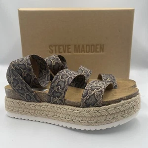 Steve Madden Women's Kimmie Espadrille Wedge Sandal Blue Snake 8 - Picture 1 of 14