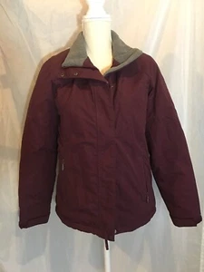 LL Bean Puffer Insulated Fleece Lined Burgundy Winter Coat Size S - Picture 1 of 5