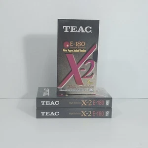 TEAC E-180 High Definition X-2 - 3 Hours Blank VHS Tapes X 3 Brand New Sealed - Picture 1 of 6