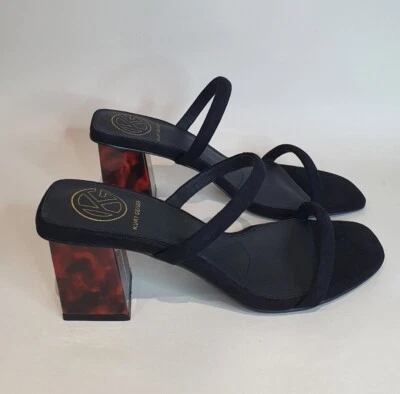 Sandalias de gamuza KG Kurt Geiger UK 3 sin cordones efecto caparazón de tortuga tacón bloque. Foto 1 de 4