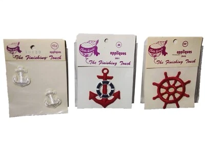 Lot of 3 Packs Nautical Themed Embroidered Patches NOS Cloth World Appliques - Image 1 of 4