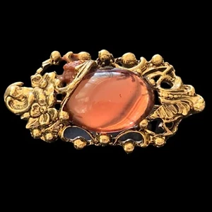 Vintage Amber Color Gold Tone Pin - Picture 1 of 5