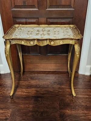 Florentine Single Large Nesting Table Mid Century Gold Hollywood Regency Italy - Image 1 of 4