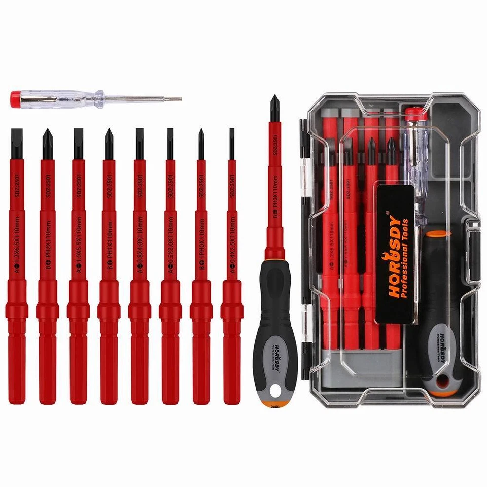 HORUSDY 1000v Insulated Screwdriver Set 10PC All-in One Magnetic Tip Elactrician - Image 1 of 4