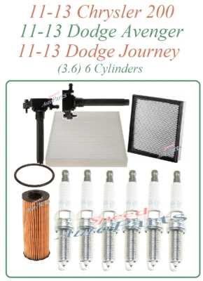 Vela de ignição Tune Up Fit 11-13 Chrysler 200 Dodge Avenger Journey 3.6 bobina AirOil - Imagem 1 de 4