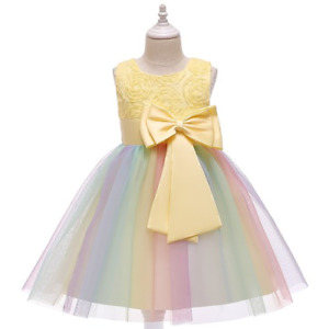 Baby Girl Flower Princess Dress For Children Wedding Party Gown Rainbow Costume