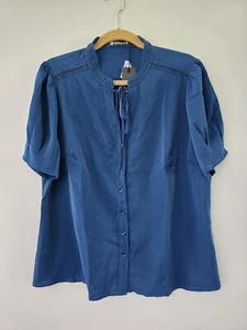 Allegra K Blouse Women's Size XL Blue V-Neck - Picture 1 of 12