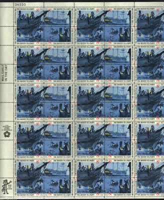 USA - "SHIPS ~ THE BOSTON TEA PARTY" MNH Stamp Sheet 1973 ! - Image 1 of 4