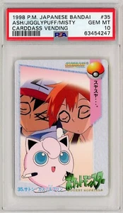 Pokemon Japanese Carddass 1998 035 Ash Jigglypuff Misty 35 Card PSA 10 - Picture 1 of 2