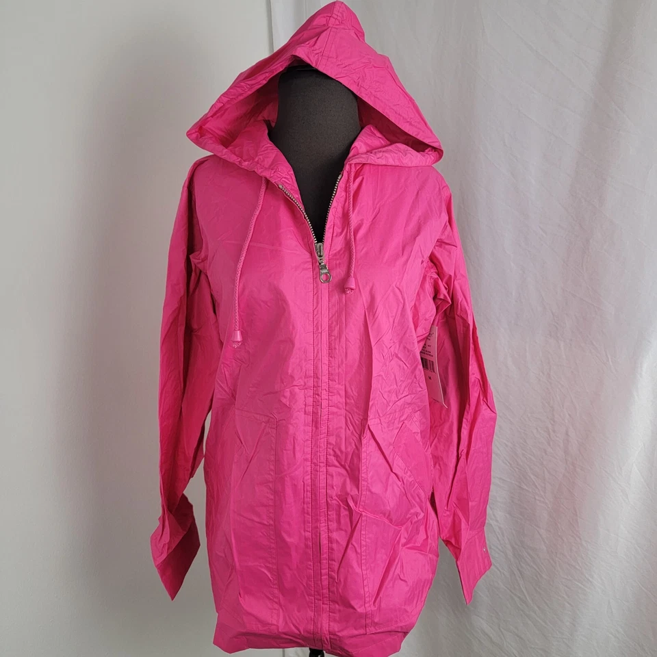 Chaqueta cortavientos Karen Kane para mujer rosa con cremallera NUEVA capucha mediana Foto 1 de 4