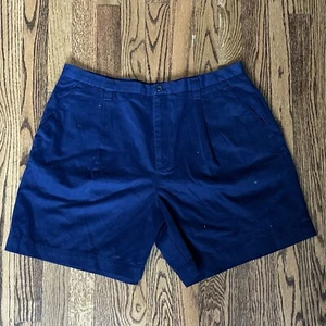 Jones New York Khaki Shorts Womens Size 16 Brown VTG High Navy Pleated Old Money - Picture 1 of 5