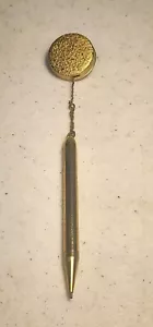 VTG. GOLD TONE MECHANICAL RETRACTABLE CHAIN LEAD PENCIL PIN BROOCH WORKS - Picture 1 of 4
