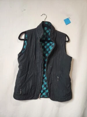 Northcrest女式黑色绿色图案全拉链背心中号M — 第 1/4 张图片