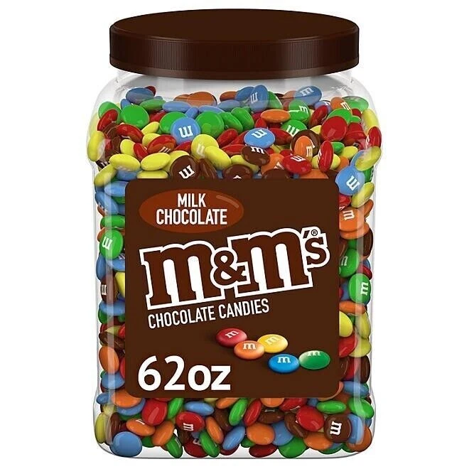 M&M's Milk Chocolate Candy 62 oz Jar Sweets Bulk Assorted Candies Party Gift USA - Image 1 of 1