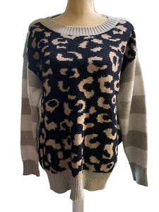 Weißer Birkenpullover Strickpullover Damen S Oversize Leopardenmuster weich warm - Bild 1 von 4
