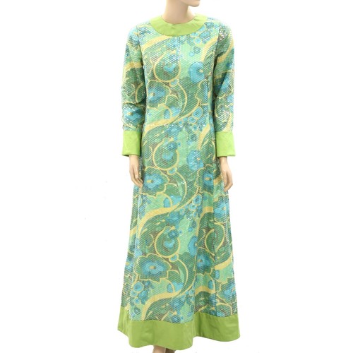 VALENTINO Maxi abito Frances Valentine Phyllis floreale paillettes impreziosito sera XS 274452