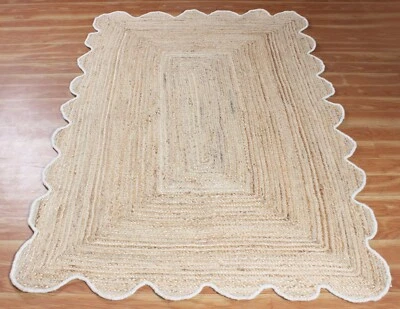 Rug Rectangle Jute Natural Handmade Runner Carpet Braided Area Rugs 4x6 ft - Image 1 of 4