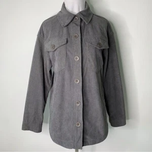 Avec Les Filles Women's Gray Wide Corduroy Button Up Shacket Jacket Size Small - Picture 1 of 11
