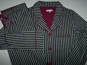 NWT PJ Salvage Charcoal Gray/White STRIPES Jersey Knit Pajama Set M Purple SOFT